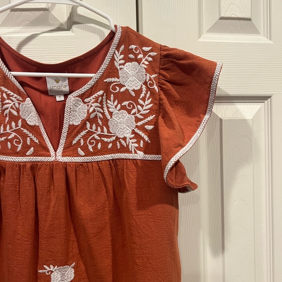 J Marie brand embroidered burnt orange and white blouse - Picture 3 of 9